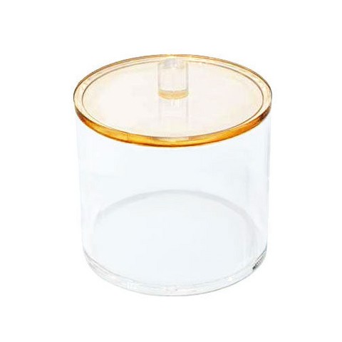 Kinor Clear Lucite Acrylic Cookie Jar with Amber Lid, Small Kitchen Countertop Storage Container for Cookies, Snacks and Treats