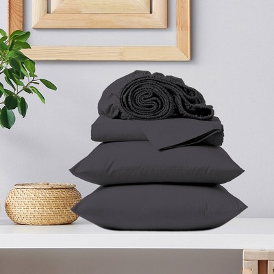 Twin Dark Gray Organic Cotton Deep Pocket Sheet Set