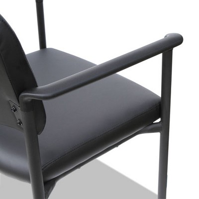 Black Faux Leather Stacking Reception Chairs with Metal Frame, Set of 2