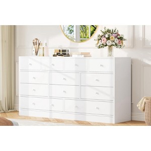 Zstar 12 Drawer Dresser & Chest of Drawers for Bedroom, 61" Wide Wood Storage Cabinet with Power Outlet - 1 of 4