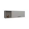 INFURNIC Decorative Wall Shelf Wall Shelf with Door and Three Shelves for Spirits and Glassware Sleek Modern Design, Grey, 13"*47.2"*14.9" - 2 of 4