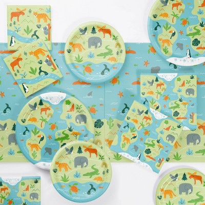 Creative Converting World Adventure First Birthday Wildlife Animal Tableware Set 49ct