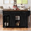 Okak Farmhouse Kitchen Island with Sliding Barn Door & Metal Grid Side Door, Rolling Kitchen Island with Spice Rack and Drop Leaf for Kitchen - 3 of 4