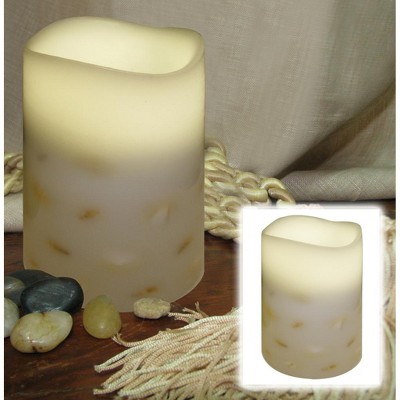 Brite Star 5.5" Prelit LED Embedded Seashells Flameless Flickering Wax Pillar Candle - Ivory