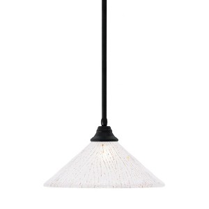 Toltec Lighting Any 1 - Light Pendant in  Matte Black with 16" Frosted Crystal Shade - 1 of 1