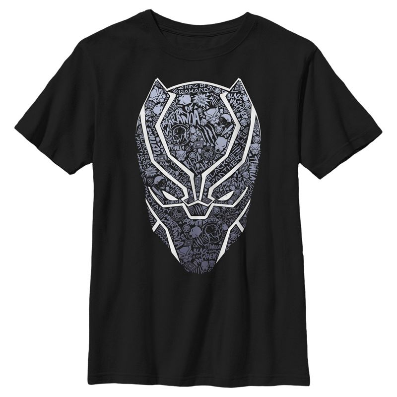 Boy's Marvel Black Panther Filled Mask T-Shirt, 1 of 6