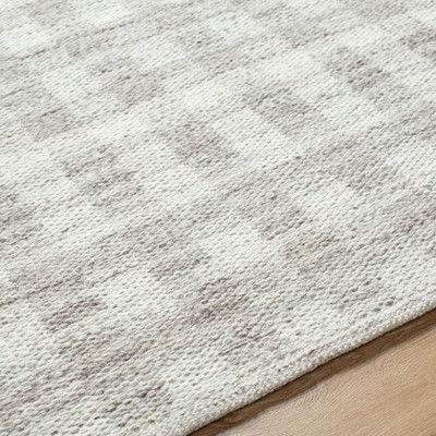 Handmade Rectangular Light Gray Wool Area Rug 3'6" x 5'6"
