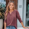 Women's Slub Knit Long Sleeve Henley Tee Top -Cupshe - 2 of 4