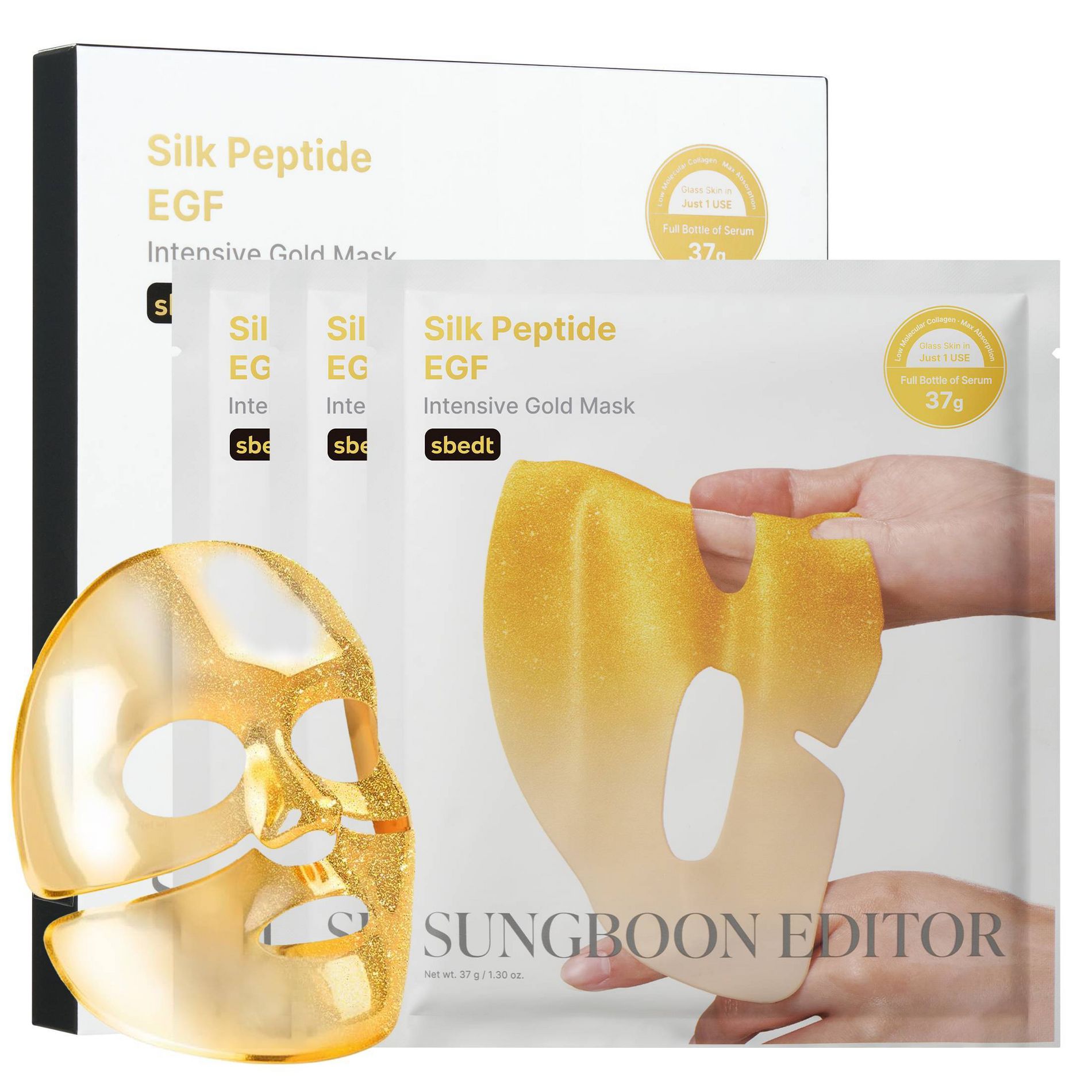 SUNGBOON EDITOR Silk Peptide EGF Intensive Gold Face Masks - Travel Size - 3pk - Beauty Studio
