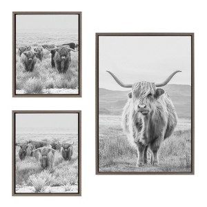 Kate & Laurel All Things Decor Sylvie Highland Cow Canvas Set - 1 of 4