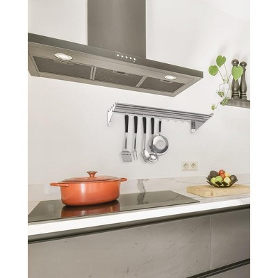 Stainless Steel Wall Mounted Kitchen Rack with Hooks
