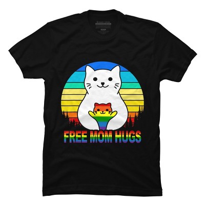 Adult Design By Humans Free Mom Cat Hugs Pride Sunrise By Avocato T-Shirt