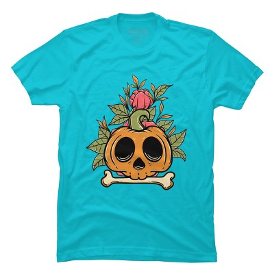 Men's Design By Humans Halloween with Rose Illustration By rukurustudio T-Shirt
