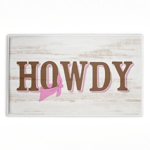 Stupell Industries Howdy with Pink Bandana Printed Plush Bathroom Floor Mat, design by Kim Allen - 1 of 4