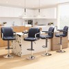 Ora Maison Set of 2 Adjustable Blue Counter Height Bar Stools, 360° Swivel PU Leather Chairs with Backs for Kitchen Island or Home Bar - 2 of 4