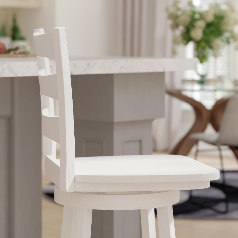 Emma and Oliver Classic Ladderback Counter Height Dining Stool with Wood Seat, 5 of 12