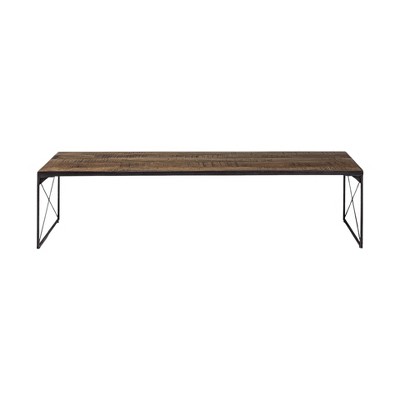 HomeRoots Rectangular Mango Woodmedium Brown Top And Black Iron Base Accent Bench