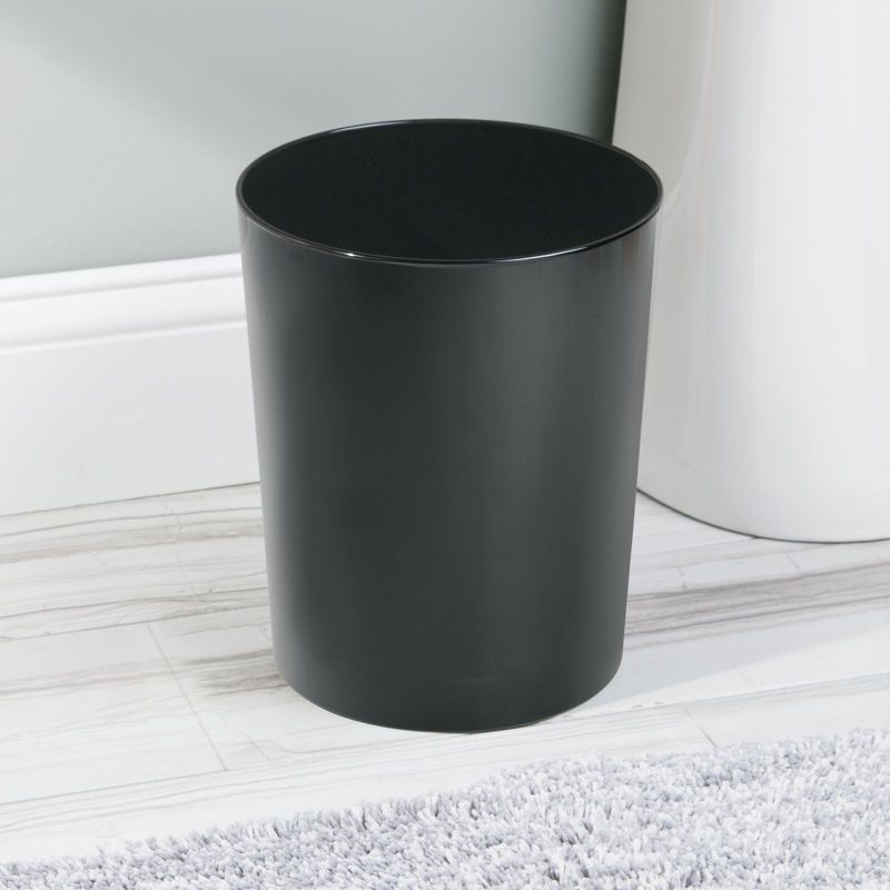 mDesign Small Round Metal 1.7 Gallon Wastebasket/Recycling Can, 2 of 5