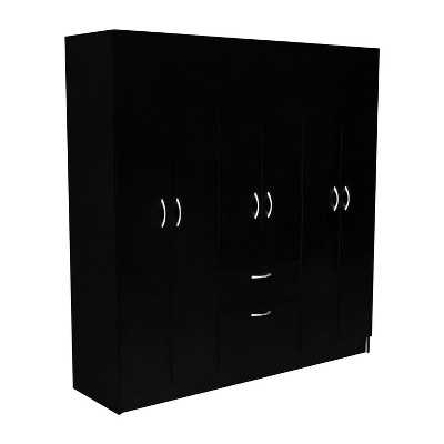 NicBex Armoire Wardrobe Closet Storage Cabinet with Doors & Open Shelves & Drawer for Bedroom, Black