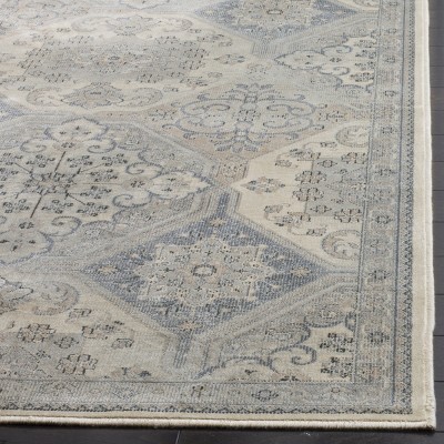 Handmade Cream and Blue Round Viscose Area Rug
