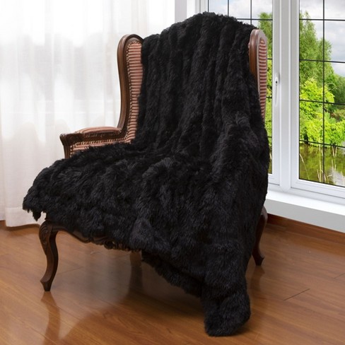 Cheer Collection Long Shaggy Hair Throw Blanket - Black (50" x 60") - image 1 of 4