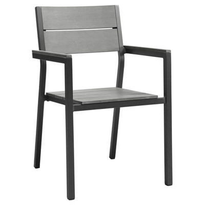 Maine Dining Outdoor Patio Armchair in Brown Gray - Modway