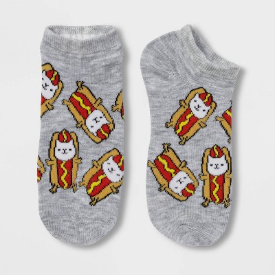 Women's Hotdog Cat Low Cut Socks - Xhilaration™ Heather Gray 4-10