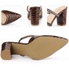 Perphy Women's Zebra Print Pointed Toe Rhinestones Strap Chunky Heel Mules - 3 of 4