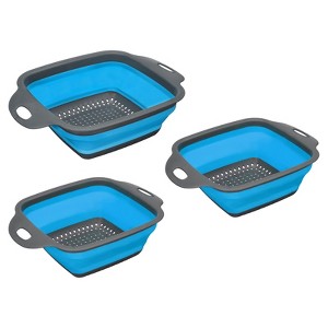 Unique Bargains Collapsible Colander Set Silicone Square Foldable Strainer Suitable for Pasta Veggies Fruits - 1 of 4