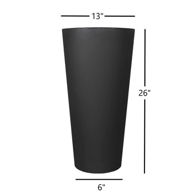 Black 26-Inch Weather Resistant Round Plastic Planter