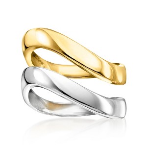Pure Collection by Ross-Simons 18kt Gold Vermeil and Sterling Silver Jewelry Set: 2 Wavy Rings - 1 of 4