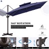 Pellebant 10.5FT Square Double Top Cantilever Umbrella Set Outdoor 360° Rotation 6 Heights Adjustable Offset Umbrella with Base - 4 of 4