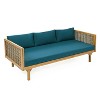 3 Seater Light Gray Sofa With Rattan Arms For Outdoor Patio - 2 of 4