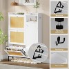 3 Tier Shoe Cabinet with Natural Rattan Flip Drawers, Free Standing Shoe Storage Organizer with Adjustable Shelves - 2 of 4