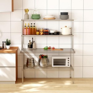 Acekool 48" Stainless Steel Overshelf – Adjustable 2-Tier Storage Rack for Kitchen Prep Tables & Workstations - 1 of 4