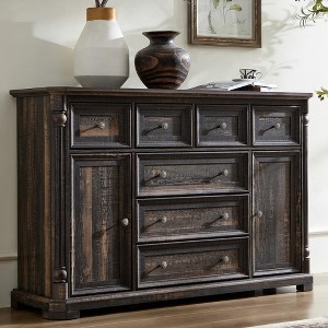 Brafabhome Rustic Wood 7 Drawers Dresser with 2 Doors for Bedroom, Multifunctional Storage Sideboard Buffet Cabinets for Kitchen, Dining & Living Room - 1 of 4