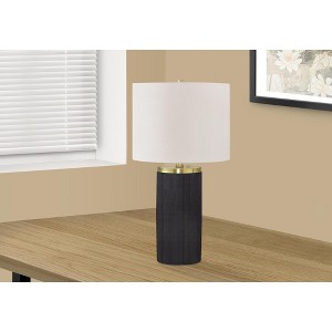 Monarch Specialties Lighting 24inchH Table Lamp Black Concrete Ivory / Cream Shade Modern - 1 of 4
