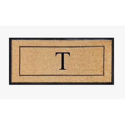 A1HC Natural Coir and Rubber Backing Monogrammed Door Mat, Anti-Shed Entry Doormat