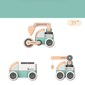 Freniland™ - Wooden Snap & Play Vehicle Set – 3-in-1 Buildable Cars for Kids Ages 3+ - 1 of 4