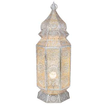 Northlight 29.5" White and Gold Moroccan Style Lantern Floor Lamp