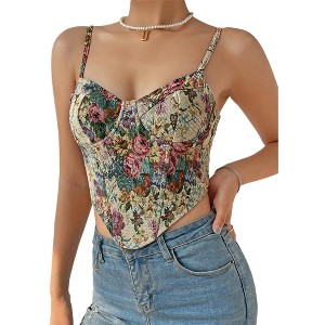Vintage Floral Cami Top with Corset Waist - 1 of 4