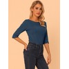 INSPIRE CHIC Women's Classic Solid Elbow Sleeves Round Neck Slim Fit T-Shirts - 3 of 4