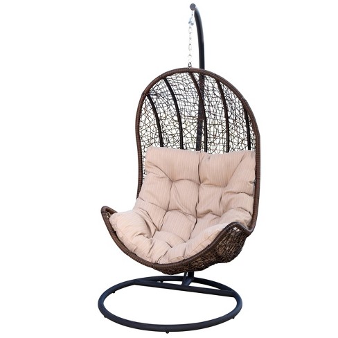 Newport Outdoor Wicker Egg Shaped Swing Chair Brown Abbyson Living
