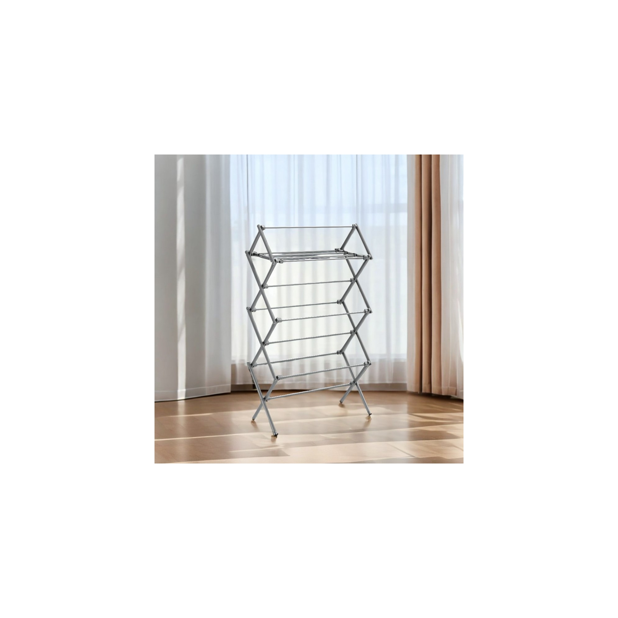 LEDREM Foldable Clothes Drying Rack Laundry Drying Rack, Clothes Airer, Steel Frame, 14.6 x 29.5 x 53.2 Inches Indoor Outdoor Use