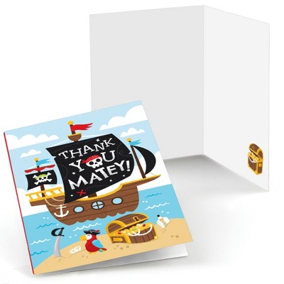 Big Dot of Happiness Pirate Ship Adventures - Skull Birthday Party Thank You Cards (8 count)