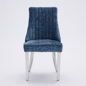 Dronkon Set of 2 Chenille Upholstered Dining Chairs with Steel Legs, High-Back Channel Tufted Kitchen & Dining Room - 1 of 4