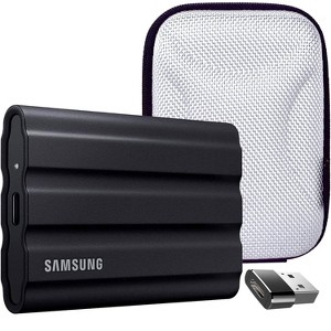 Samsung 2TB Portable SSD T7 Shield USB 3.2; Black; MU-PE2T0S/AM w/ Accessory Bundle - 1 of 4
