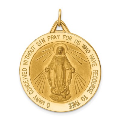 Black Bow Jewelry 14k Yellow Gold Large Round Miraculous Medal Pendant