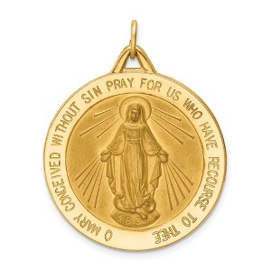Black Bow Jewelry 14k Yellow Gold Large Round Miraculous Medal Pendant - 1 of 4