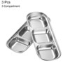Unique Bargains Stainless Steel Sauce Dish Dipping Bowls with 3 Compartment Divided 3 Pcs - 3 of 4